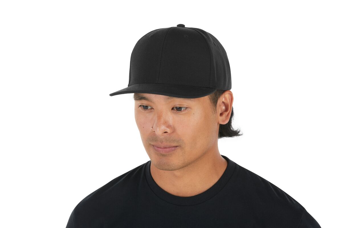 recycled-poly-classic-6-panel-hat-m4 WebPDP-HAT001002_Recycled_Poly_Classic_6Panel_Hat_Black_Studio_Harper_Studios_0723_Side_2__HAT001002OS.jpg