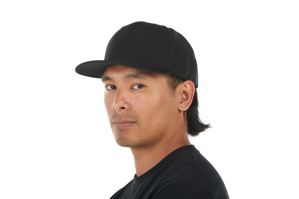 recycled-poly-classic-6-panel-hat-m4 WebPDP-HAT001002_Recycled_Poly_Classic_6Panel_Hat_Black_Studio_Harper_Studios_0723_Side_3__HAT001002OS.jpg