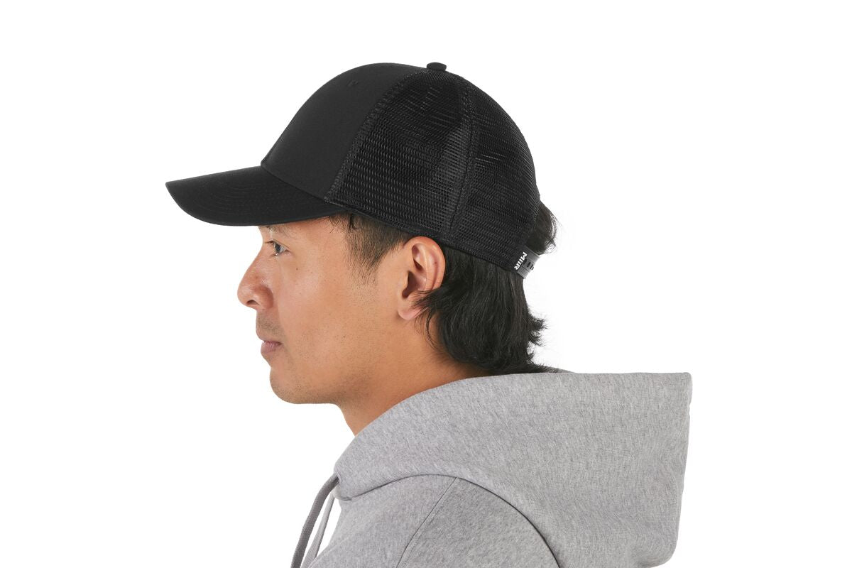 recycled-poly-low-profile-trucker-hat-x9 WebPDP-HAT002002_Recycled_Poly_Low_Profile_Trucker_Hat_Black_Studio_Harper_Studios_0723_Back__HAT002002OS.jpg