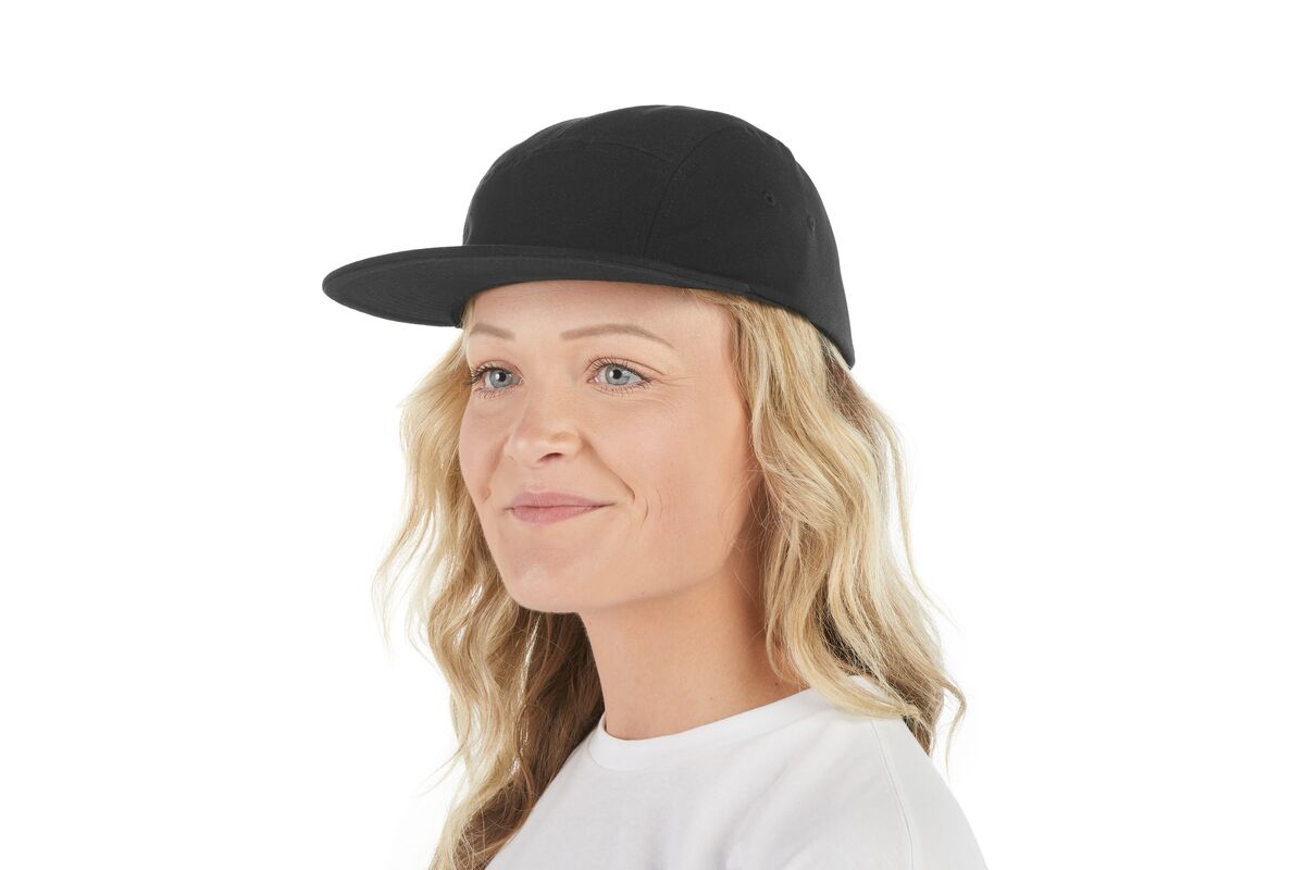 recycled-poly-flat-brim-5-panel-hat-l9 WebPDP-HAT003002_Recycled_Poly_Flat_Brim_5Panel_Hat_Black_Studio_Harper_Studios_0723_Front_2__HAT003002OS.jpg